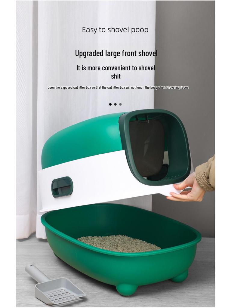 Fully Enclosed Extra-Large Cat Litter Box with UV Sterilization and Deodorizing Flip Cover