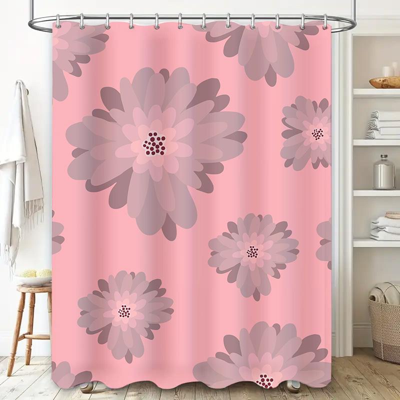 Pink floral shower curtain decor with modern design for bathroom window Home Decor Shower Curtain 180x240cm Pink Floral Modern B