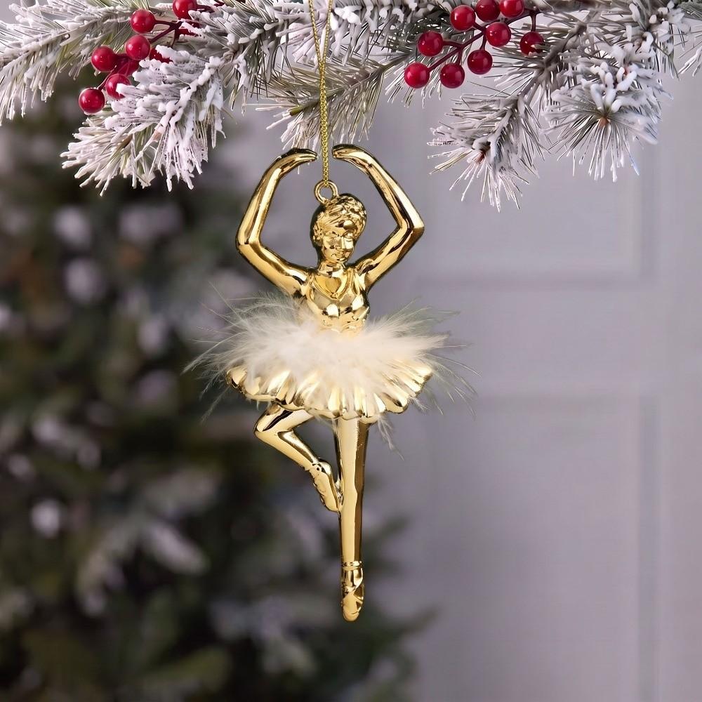 DIY Electroplated Ballet Girl Pendants Exquisite Christmas Tree Ornaments Scene Setup Props