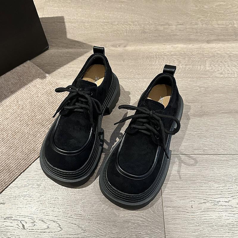 Retro Matte Loafer Small Leather Shoes Women's 2025 Spring New British Style Fashion Shorty Le Heightened Platform Shoes