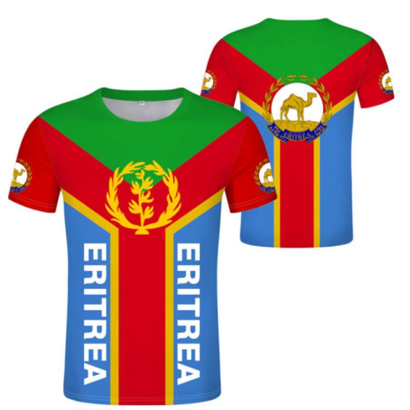 Eritrea-Flagge-Druck-T-Shirt für Männer, kostenloser individueller Name und Nummer, Jersey-T-Shirts, modische Sport-Kurzarm-Tops, übergroßes Sweatshirt
