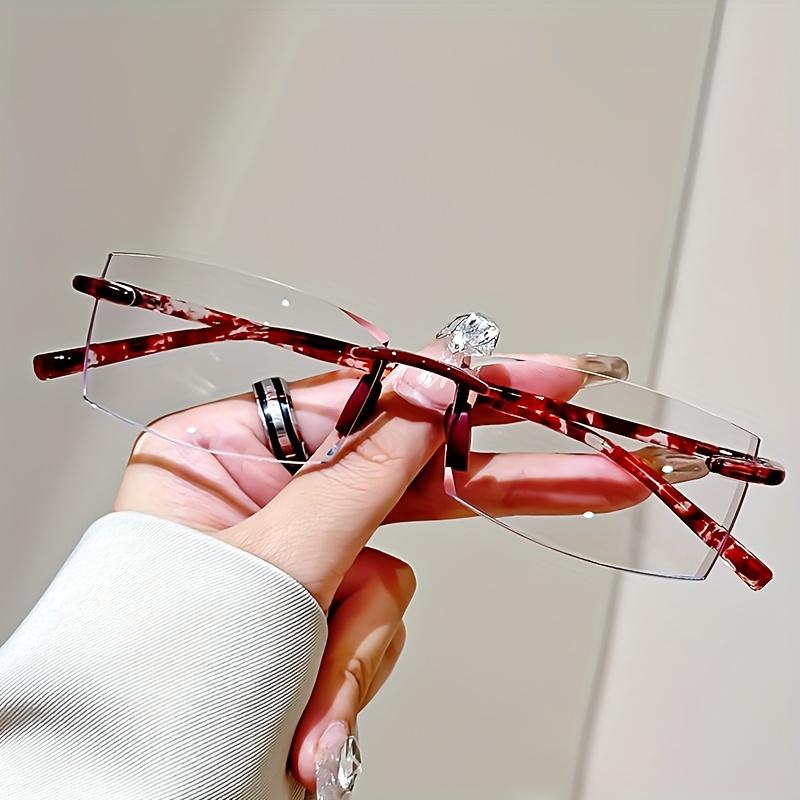 1/3-Pack Square Frameless Reading Glasses for Men Women Anti-Blue Light PC Lens Rectangular Eyewear 1 0 to 4 0