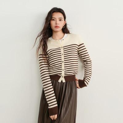 Women's Striped Long-Sleeve Knitted Cardigan