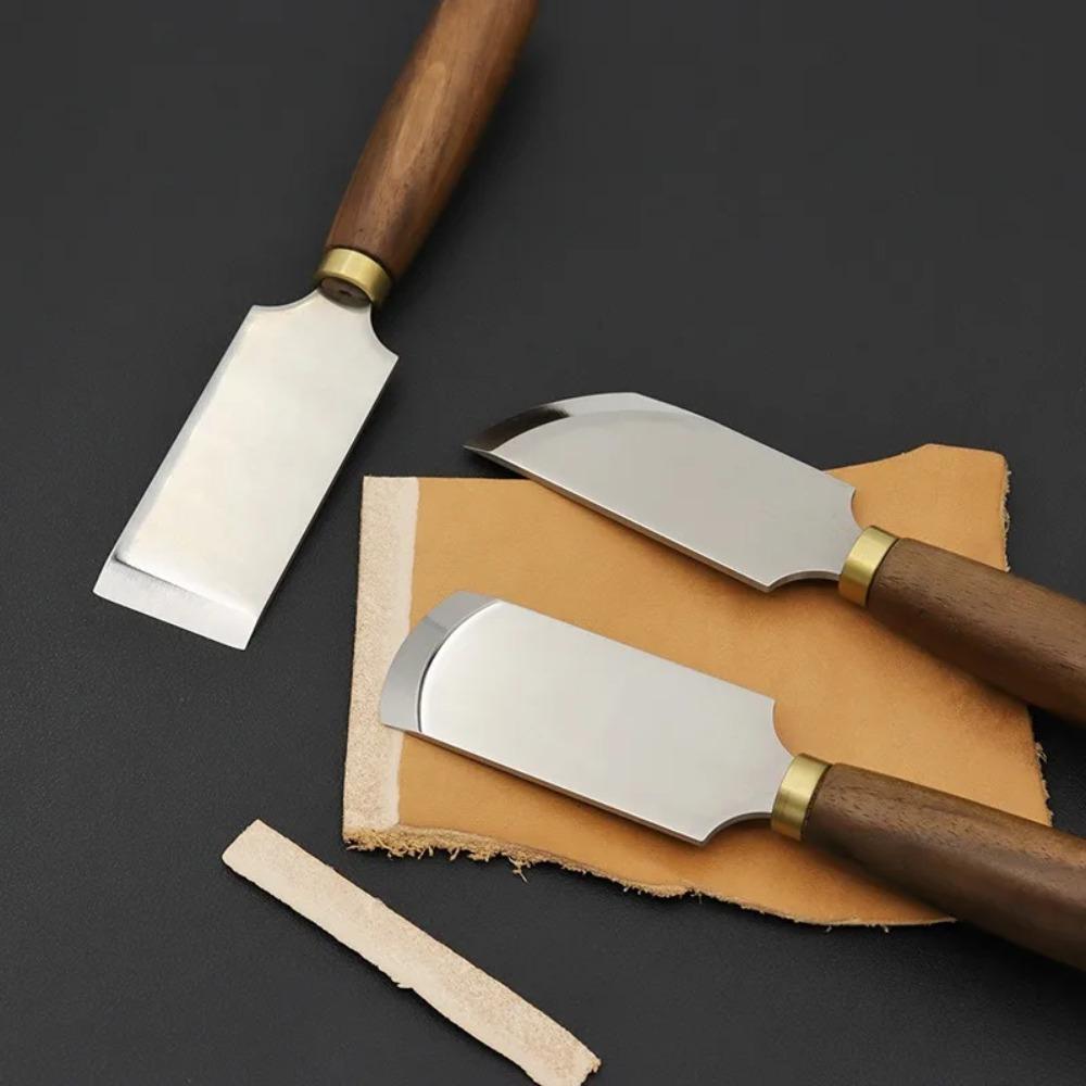 Flat mouth oblique mouth round mouth sandalwood leather leather cutting DIY cutting trimming leather carving thinning knife