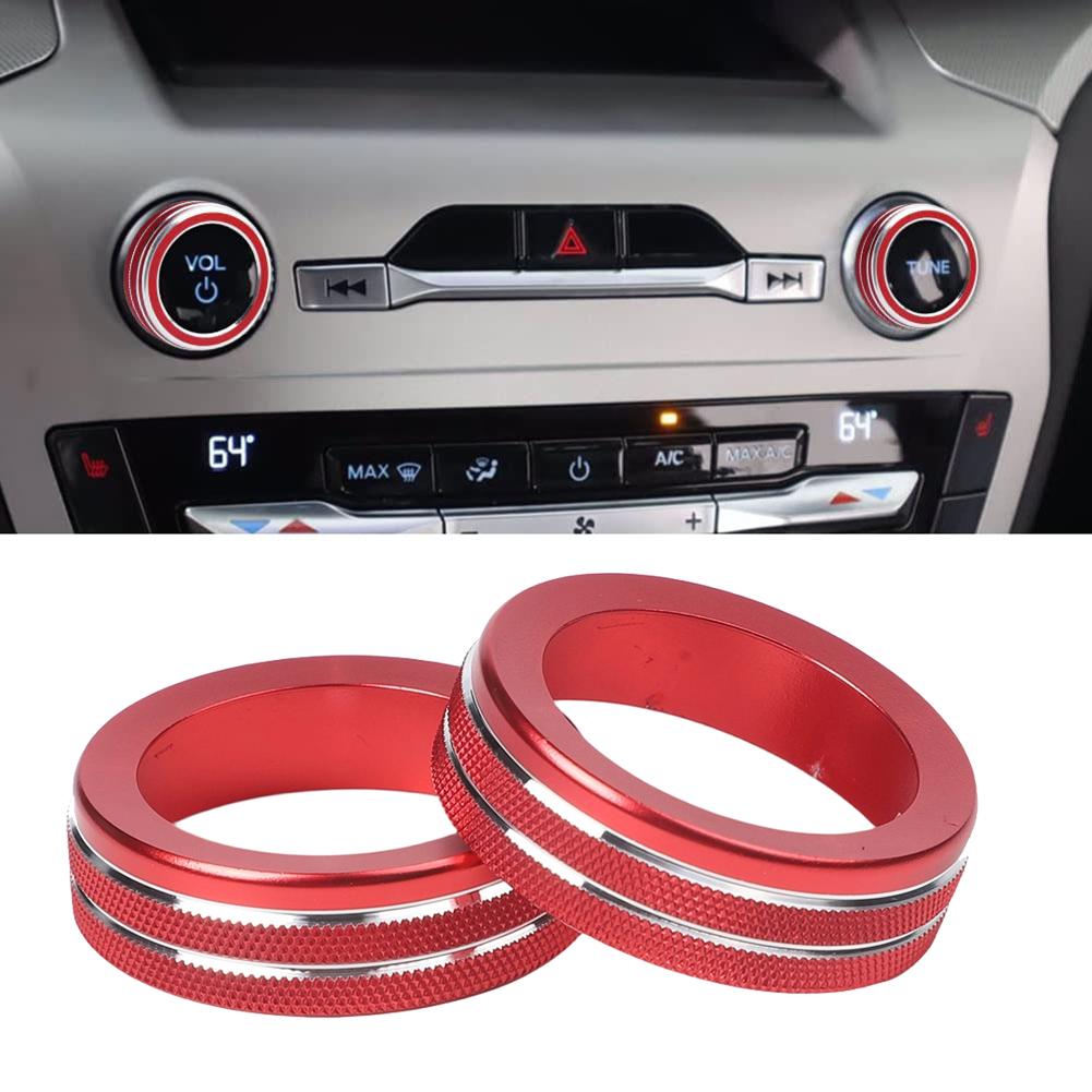 2PCS Aluminum Center Console Volume Tuning Knob Switch Trim Ring Protective Cover For Ford For Explorer 2020-2025 Auto Accessory