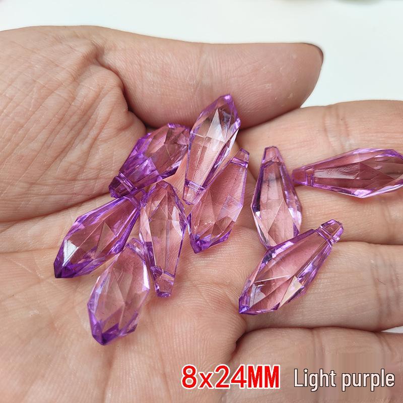 Crystal Pillar Lampshade Beaded Curtain Accessories - 8x24MM Water Drop Transparent Acrylic Loose Beads Pendants
