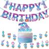 Mermaid-Themed Party Decoration Set: Ocean Mermaid Birthday Banner, Cake Topper, and Balloon Decorations