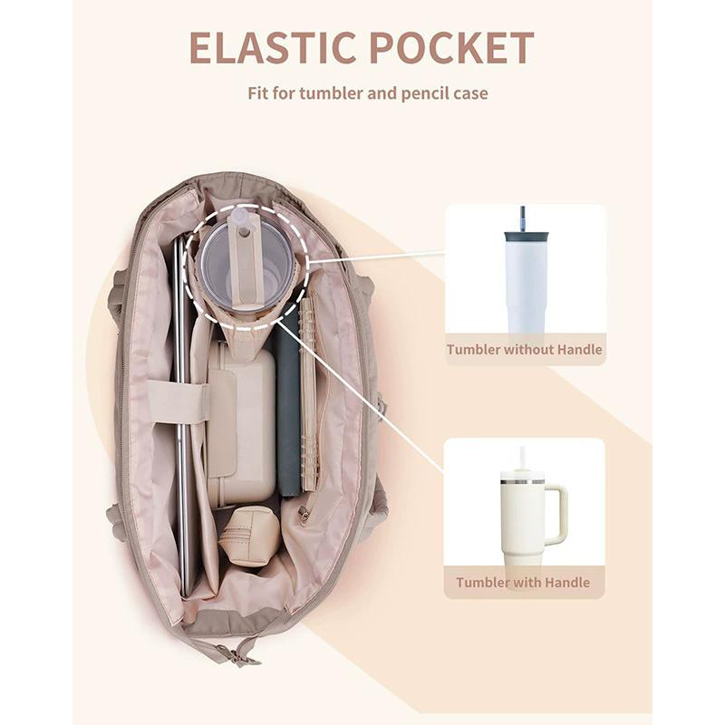 Women's Lightweight Quilted Tote Bag with Compartments, Large Capacity 15.6 Inch Laptop Shoulder Bag for Work, Nurse, Teacher, Travel & Gym