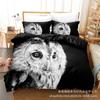 3D Digital Printing Bedding Four-Piece Set Three-Piece Set Owl Black Bed Sheet Quilt Pillow