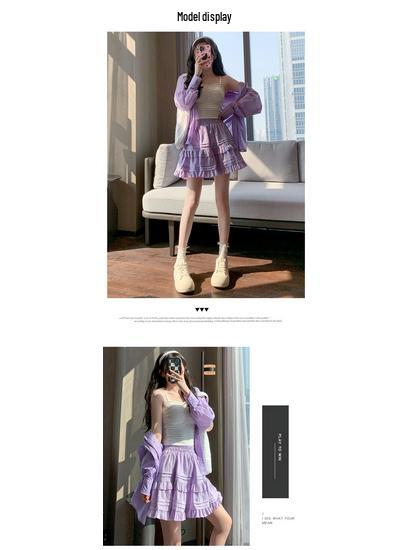 2025 New Summer A-Line White Lace Pleated Ballet-Inspired Skirt for Women