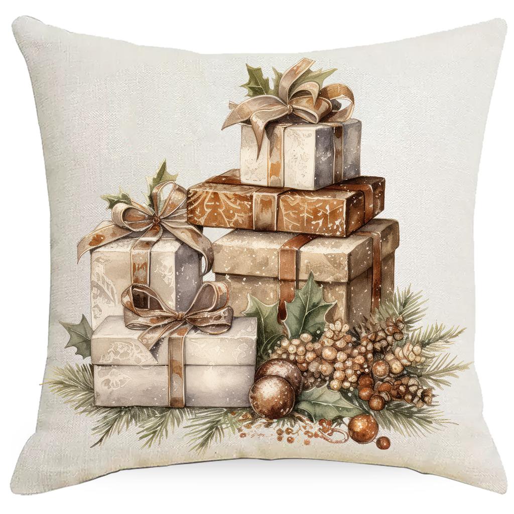 Weihnachts-Kissenbezug Festliche Heimdekoration Sofa Leinen Kissenbezug Kissenbezug Vintage Weihnachten
