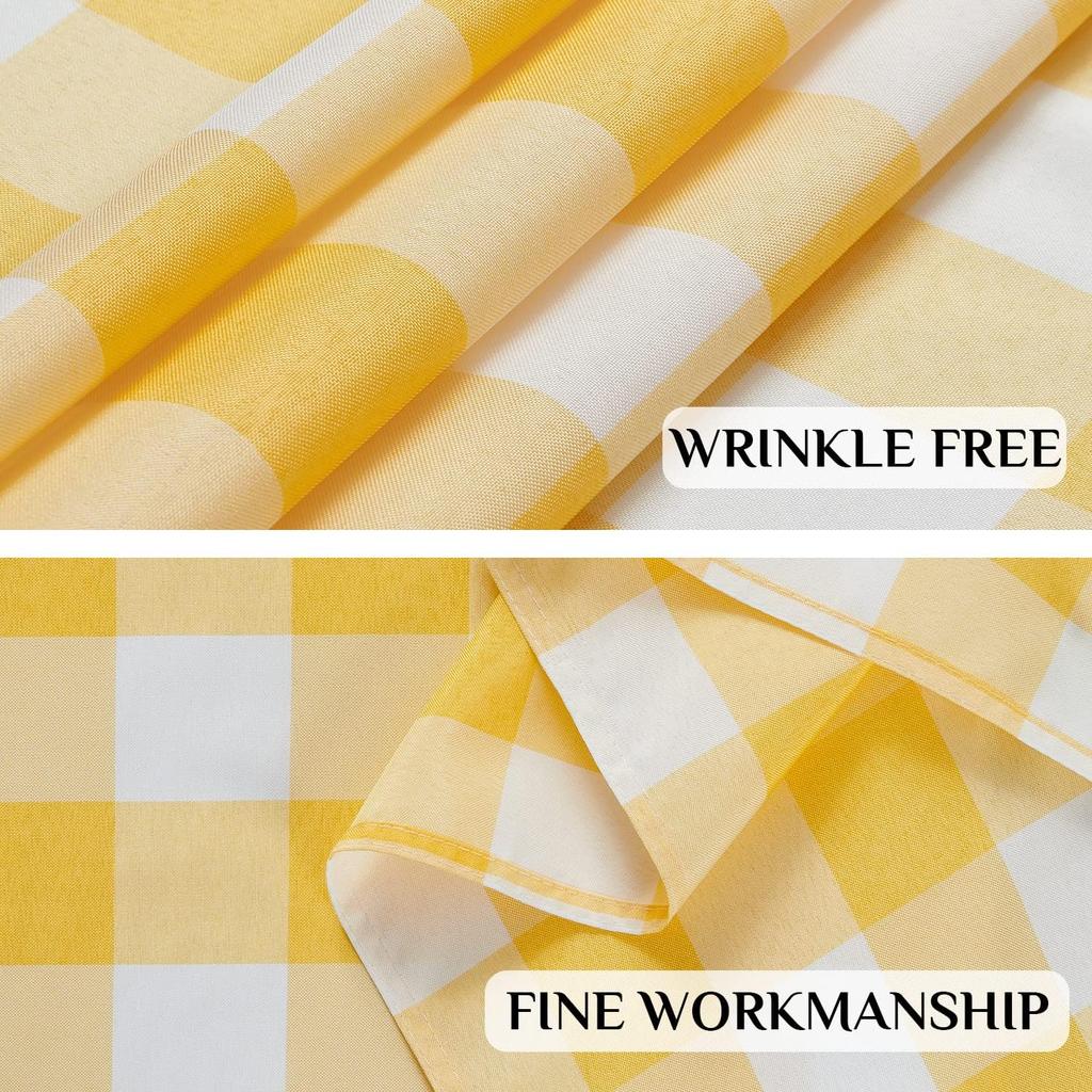 Yellow White Checkered Rectangle Tablecloth Party Decor Reusable Farmhouse Kitchen Dining Tablecloth Picnic Camping Decorations