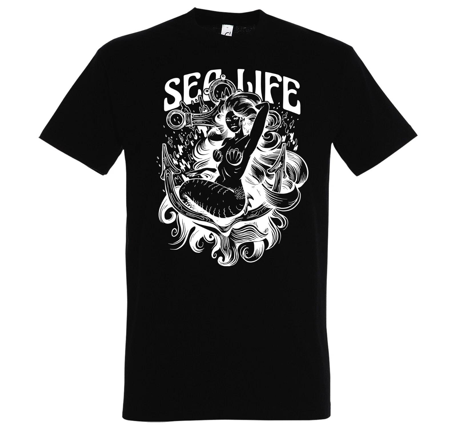 

Men s T-Shirt Sea Life Mermaid Men Motif Mermaid Funny Saying Logo Fun L