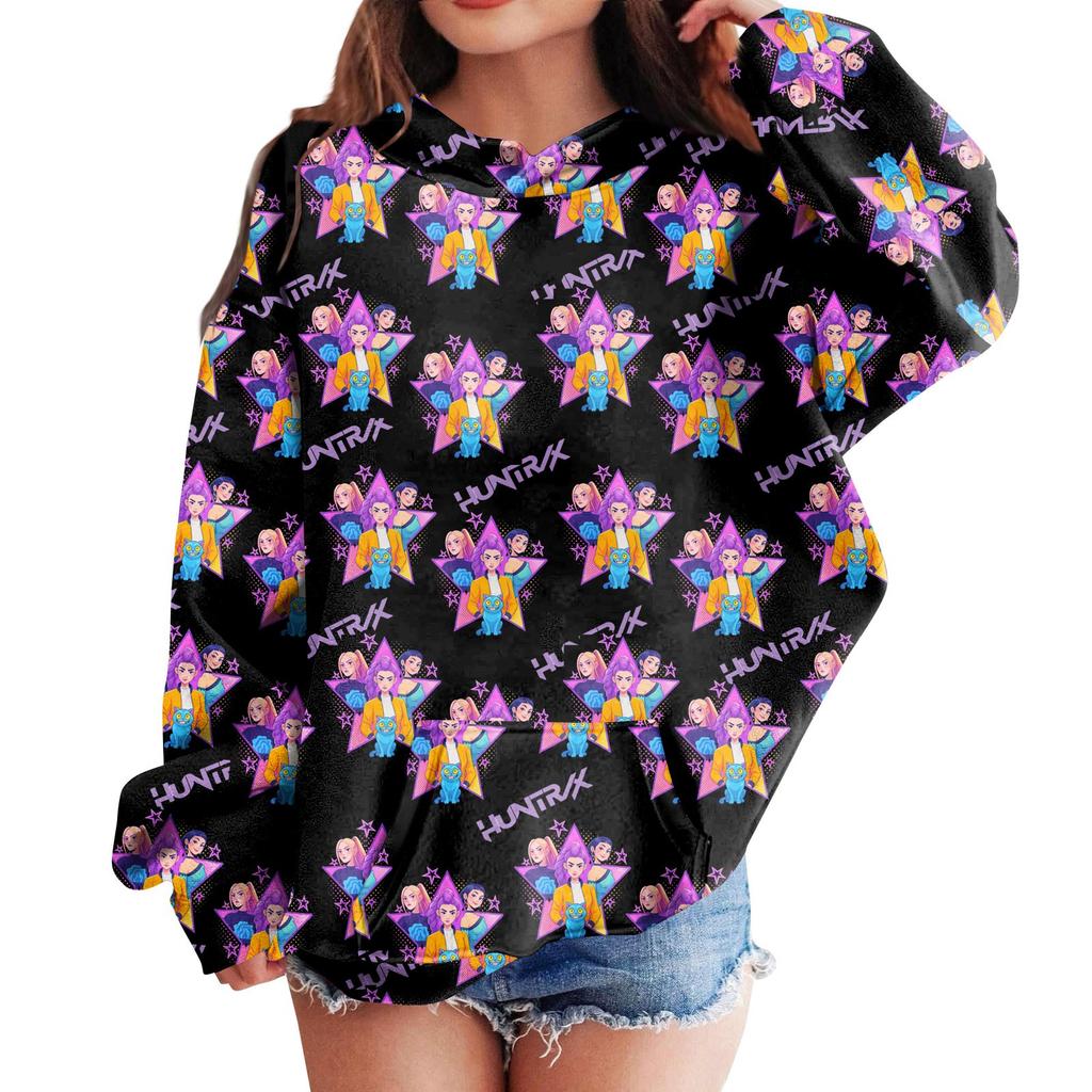Sweatshirts For Teen Girls Hoodies Long Sleeve Drawstring Pullover Cute Printed Hoodie Top