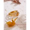 Yhpup High-Grade Shiny Cubic Zirconia Golden Thin Ring Wedding Engagement Gift Stainless Steel Temperament Jewelry 2025