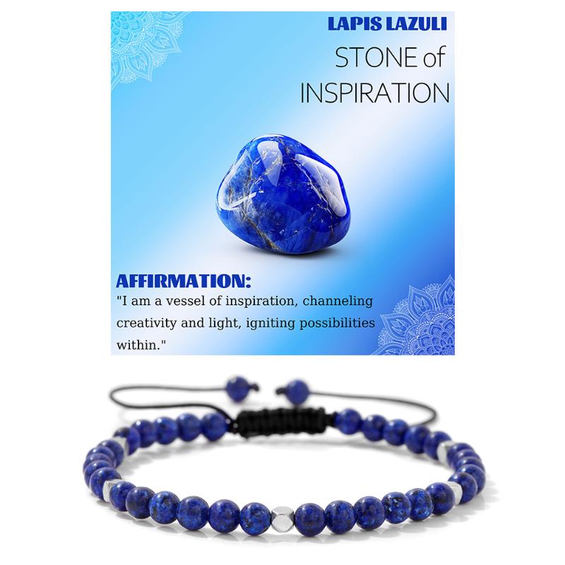 Pulseira Ajustável Trançada com Contas de Hematita de 4mm e Pedra Natural Adequada Para Homens e Mulheres Uso Diário Presente de Feriado Joias