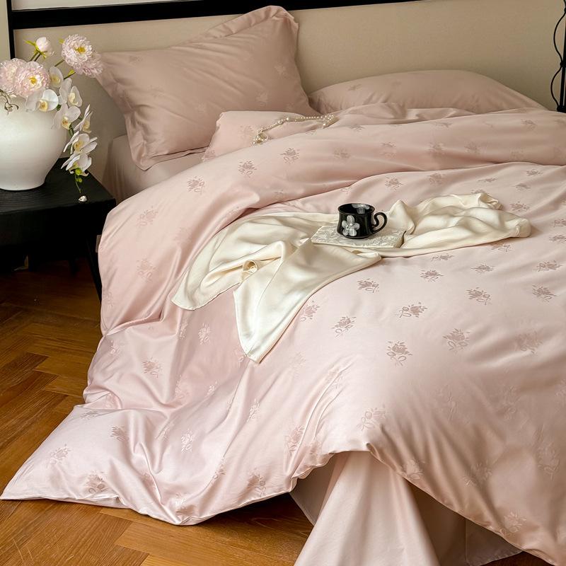100 Long-Staple Cotton 4Pcs Set, High-End Jacquard Embroidery Bedding 4Pcs Set
