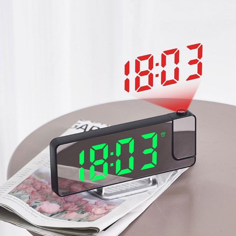 180° Rotation Digital Projections Alarm Clock Night Power-off Memory Table Clock 12H/24H Bedroom Electronic Clock