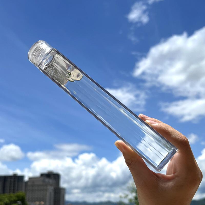 Venkovní čtvercová láhev na vodu, odolná vůči vysokým teplotám, 500 ml, plochý hrnek na vodu, průhledný, přenosný