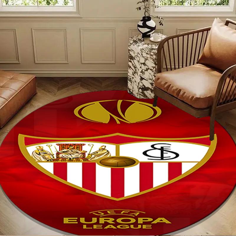 1PC Sevi-lla Europa League Round Rug for Livingroom,Bedroom, Palyroom, Chair Rug, Area Rug, Circle Carpet, Large Size Fan Christmas Gift