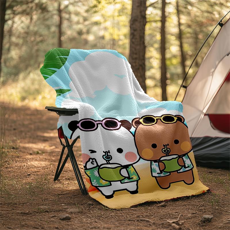 1pc Yier BuBu Bear3 Theme Blanket - Digital Print, Polyester, Cozy for All Seasons, Perfect for Outdoor, Camping, and Travel
