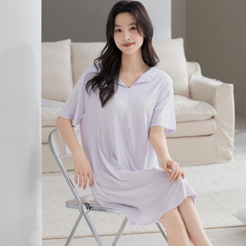 Gentle camisole nightdress for women, summer modal with padded short sleeve, new summer cooling style suitable for outdoor wear as pajamas