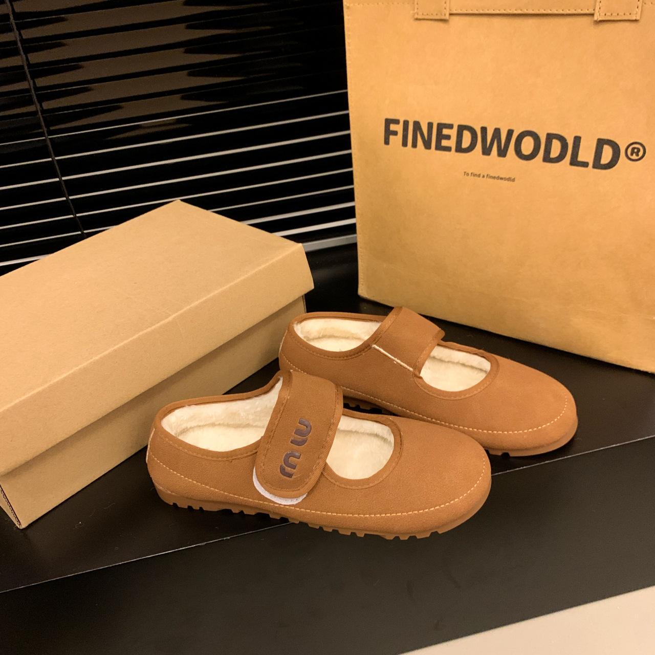

Cute Velcro warm half drag ugly cute Mao Mao Mary Jane Mao Mao single shoes 2024 autumn and winter velvet cotton shoes women 35