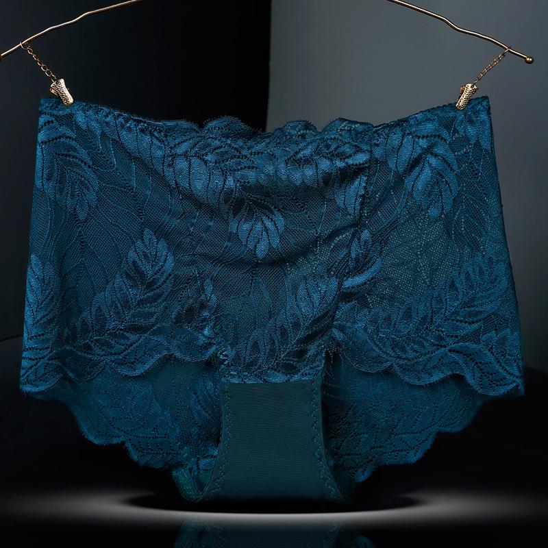 Plus Size Female Summer Hollow Lace Sexy Without Mark To Close Abdomen High Waist Triangle Briefs
