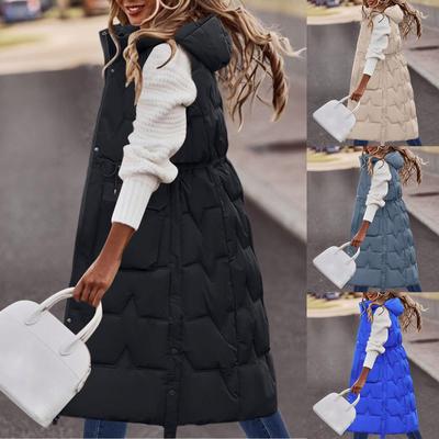 Women's  And Winter Temperament Sleeveless Cardigan Mid-length Cotton Vest Vest Coat