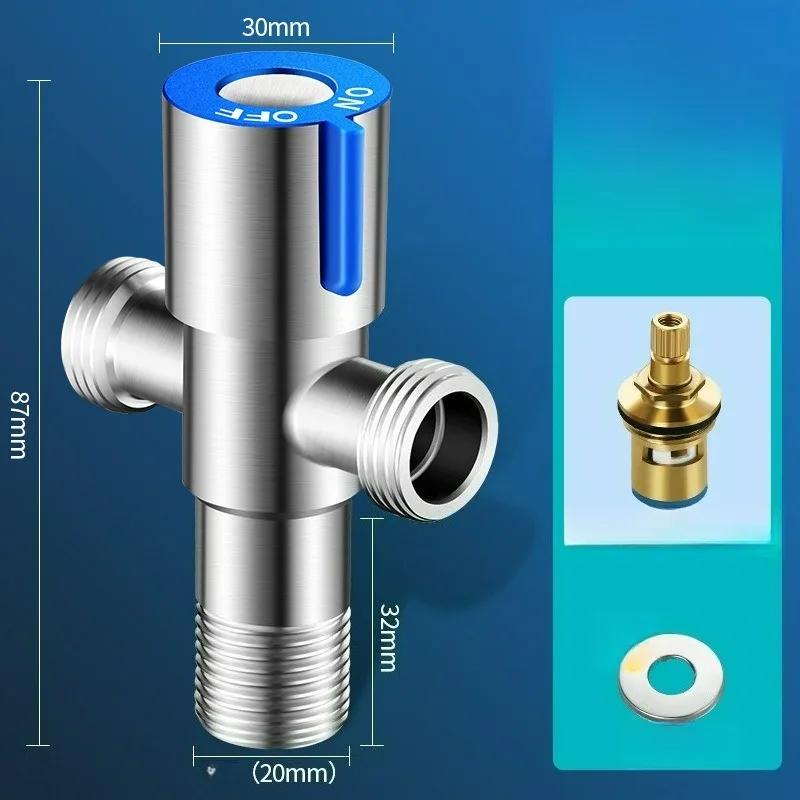 For Toilet Basin Water Heater G1/2 Stainless Steel Angle Valve Thread Triangle Valve Hot and Cold Water Valve Bathroom Connector