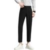 Foss Phil Men's Casual Pants, Spring And Summer Ice Silk Straight-Leg Cropped Trousers, Fashionable High-Quality Draping Dress Pants, AM503 Black L