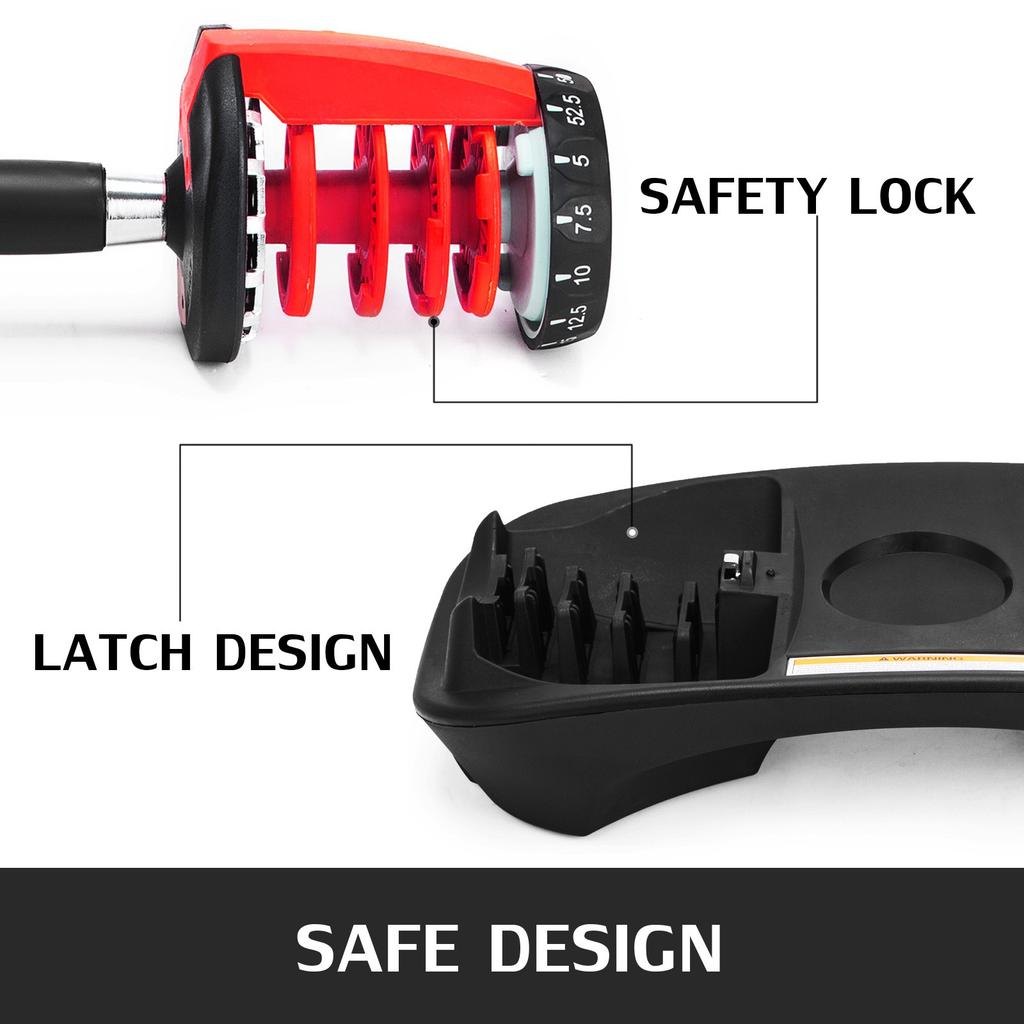 Verstellbare Hanteln 24 kg / 52,5 Pfund Kurzhantel Schnelle Auswahl für Heim-Fitnessstudio-Workouts