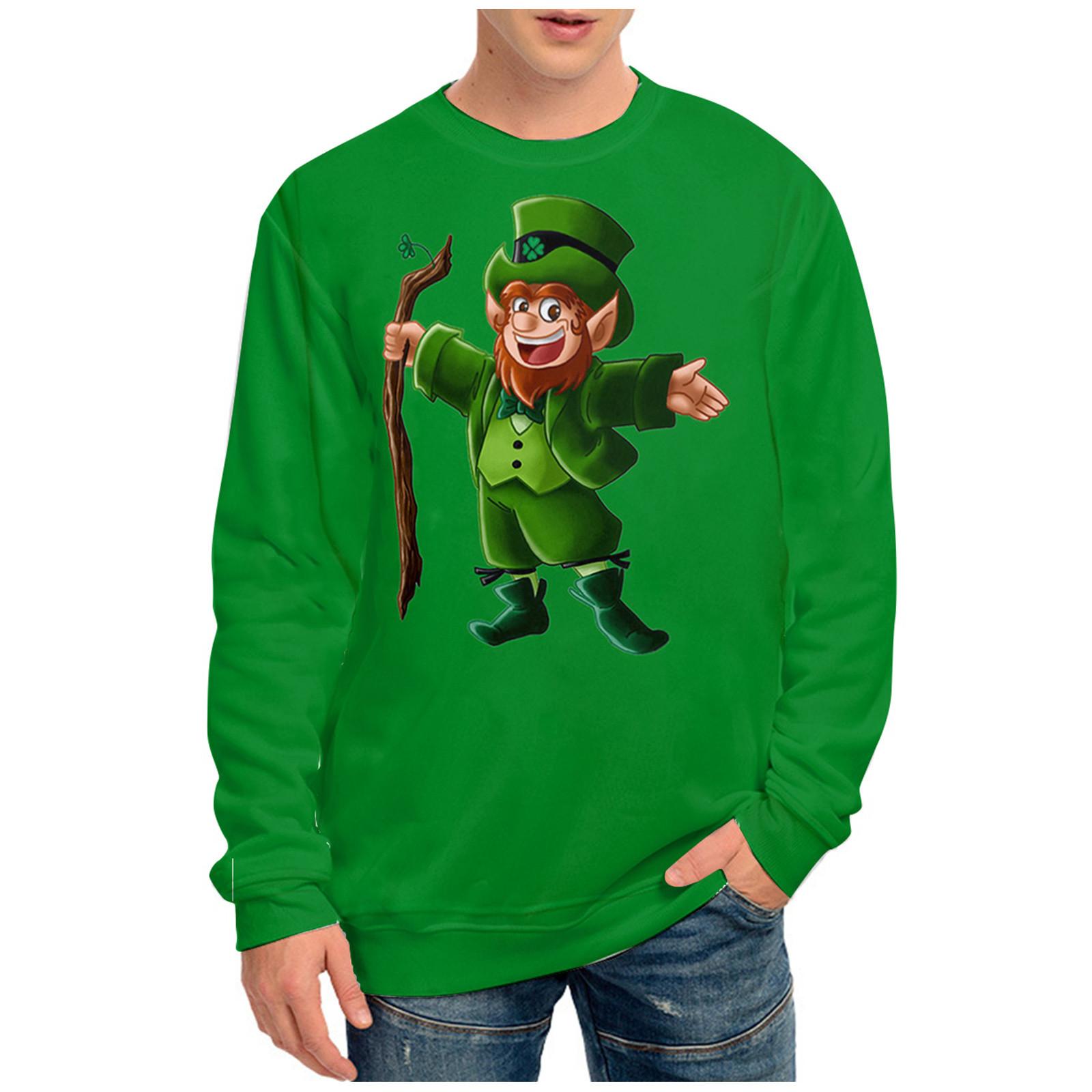 

улица. Модные свободные рубашки с длинными рукавами ко Дню Святого Патрика для мужчин и женщин XL зелёный