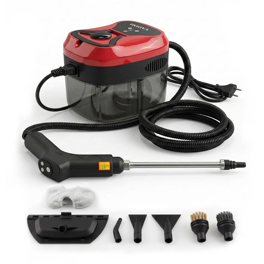 2500W Handheld Steam Cleaner with 4.5 bar pressure–1200ml water tank, 6 adjustable settings for cars, air conditioning units, floors, and kitchens
