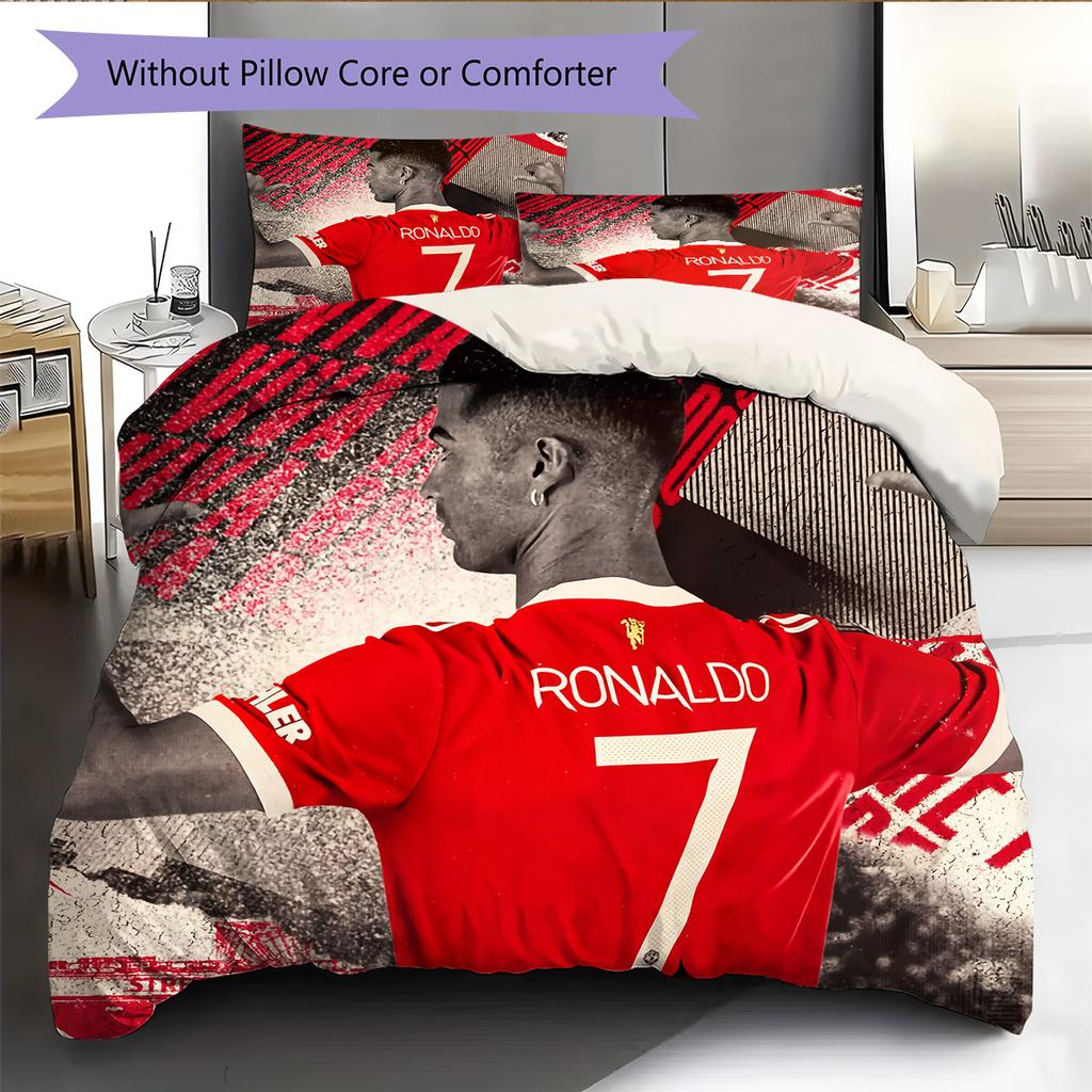 Football Player Background Pattern Bedding Quilt Set Home Decoration Gift (1 * duvet cover + 2 * pillowcase without core)