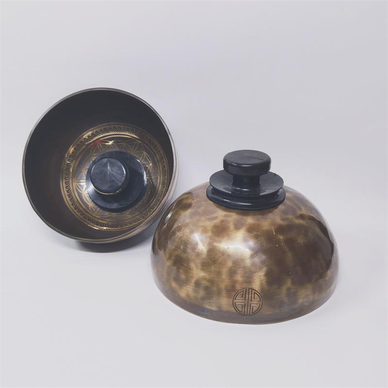 Buddhistische Klangschale Saugfuß für Klangtherapie - Kupfer Gong Rund