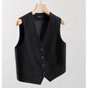Chaleco de Traje de Moda para Mujer Verano Corto Negro Sin Mangas Tops de Commuter Holgado Casual Chaleco Abrigo Ropa para Mujer