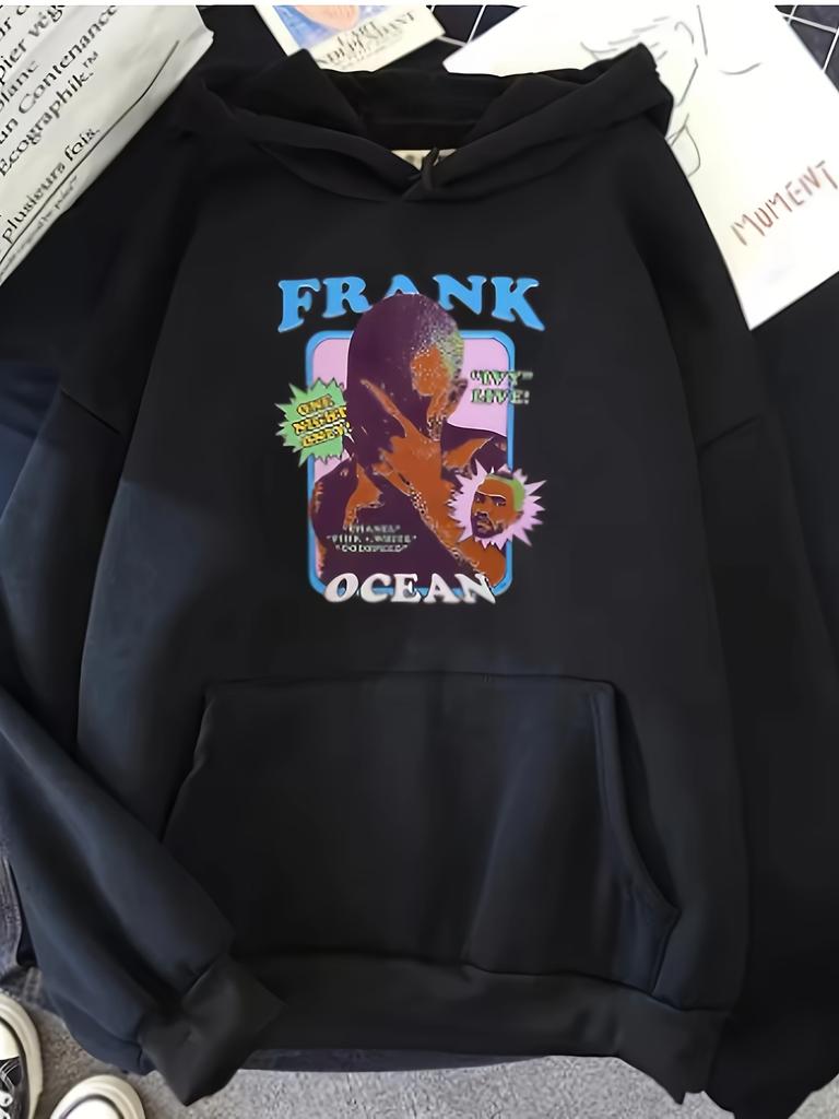 Frank Ocean Graphic Hoodie Men's Streetwear Oversized Casual Pullover with Geometric Print Machine Washable Urban Lifestyle