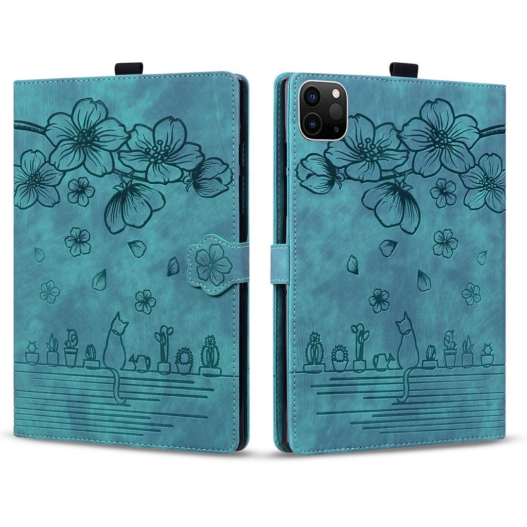 For iPad Air 13 (2025)/(2024) Pro 12.9 (2020)/(2021) Case Flower Cat Pattern Leather Smart Tablet Cover