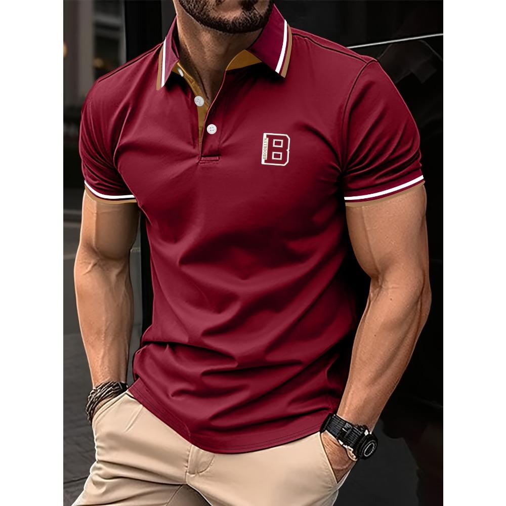 Fashionable casual polo with men's buttons and short sleeves