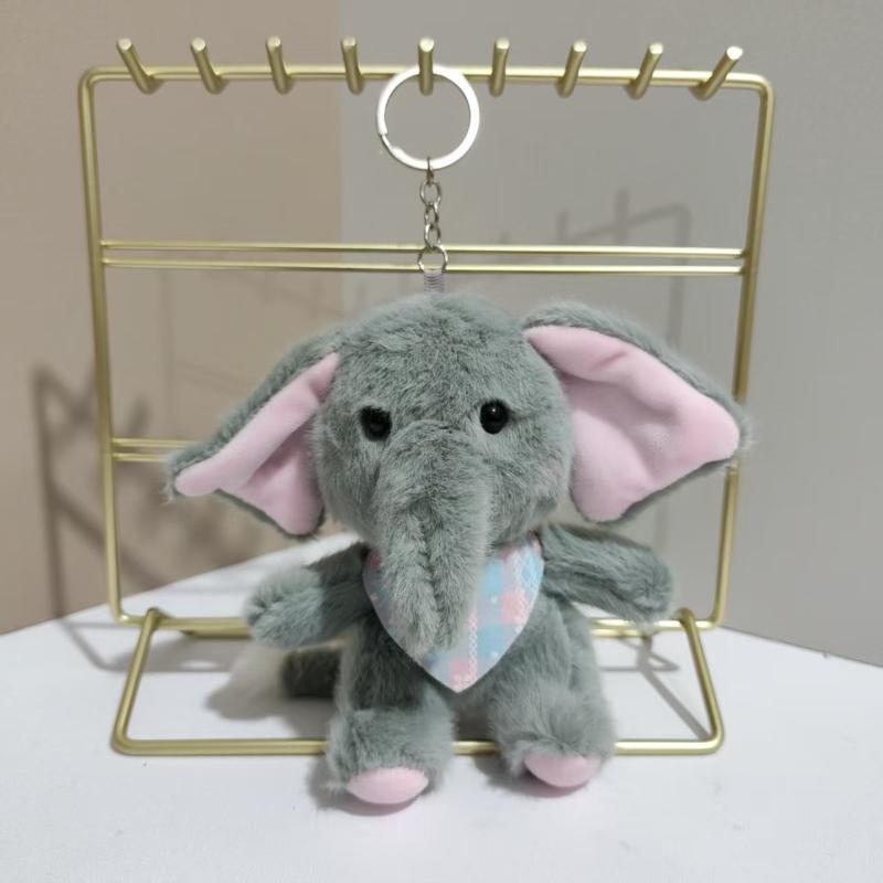 1Pcs Cartoon Elephant Stuffed Doll Keyring Soft Plush Toy Key Holder Bag Pendant Cute Elephant Keychain Backpack Hanging Decor