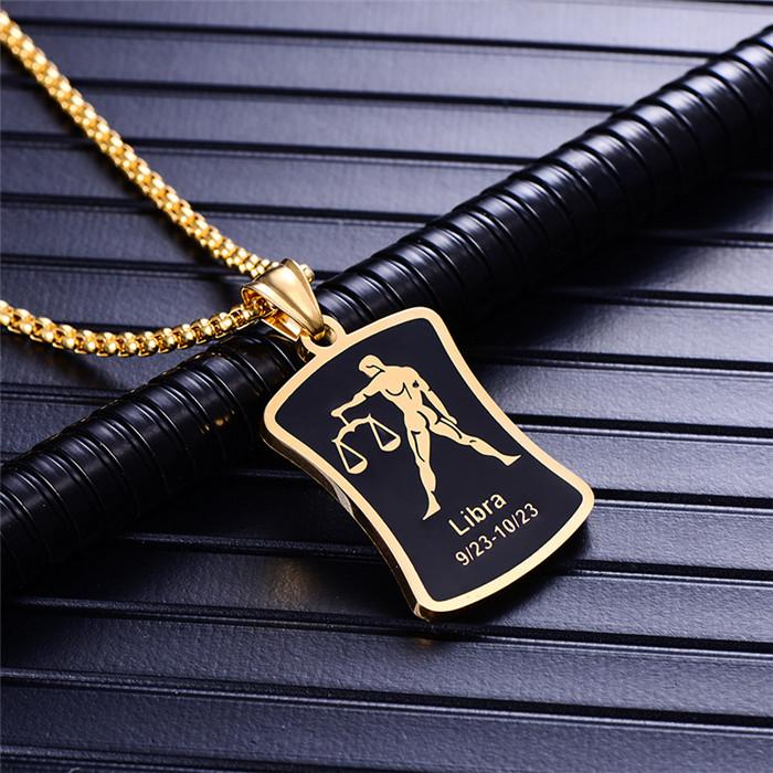 Skorpion 12 Konstelacji Naszyjnik Prezenty Urodzinowe Kolor Złoty Stal Nierdzewna Amulet Wisiorek Znak Zodiaku Biżuteria Collier