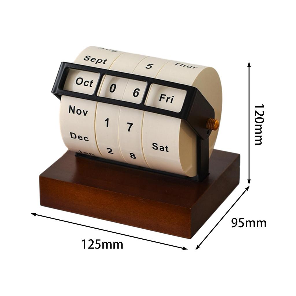 Large Rotating Perpetual Calendar Desktop Stand Countdown Timer Office Planner Table Decor