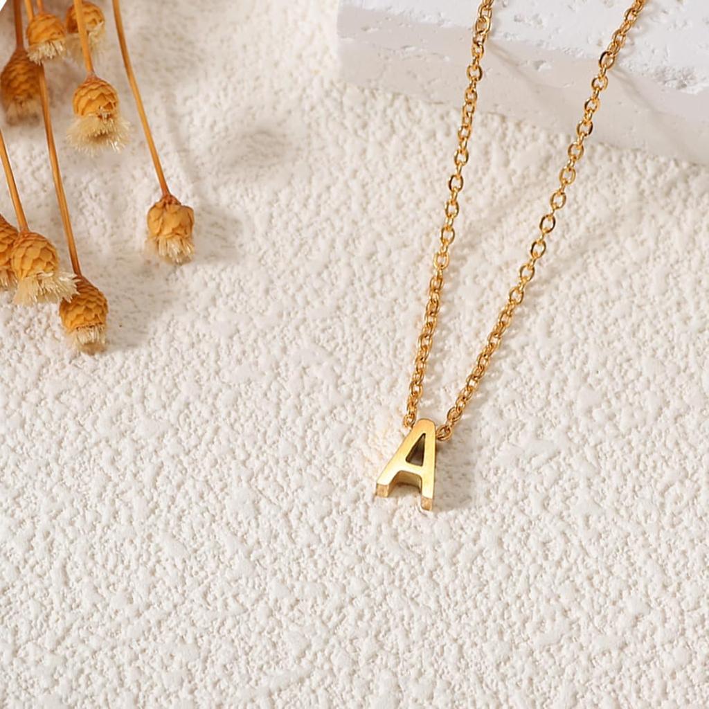 MOMOL Tiny Initial Necklace 18K Gold Plated Small Letter Necklace Personalized Name Necklace for Women