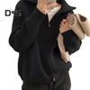 Women Sweater Coat Solid Color Lapel Long Sleeve Double Zipper Fly Design Knitting Coat Casual Commuting Style Outwear