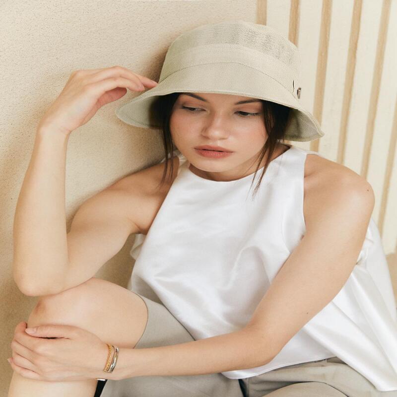 

Women s Linen Back Team Cool Bucket Hat H009 BEIGE Beige (light ivory)