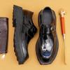 Casual Leather Shoes Men'S Genuine Leather British Business Dress Buckle Monk Shoes Platform Heightening Shoes