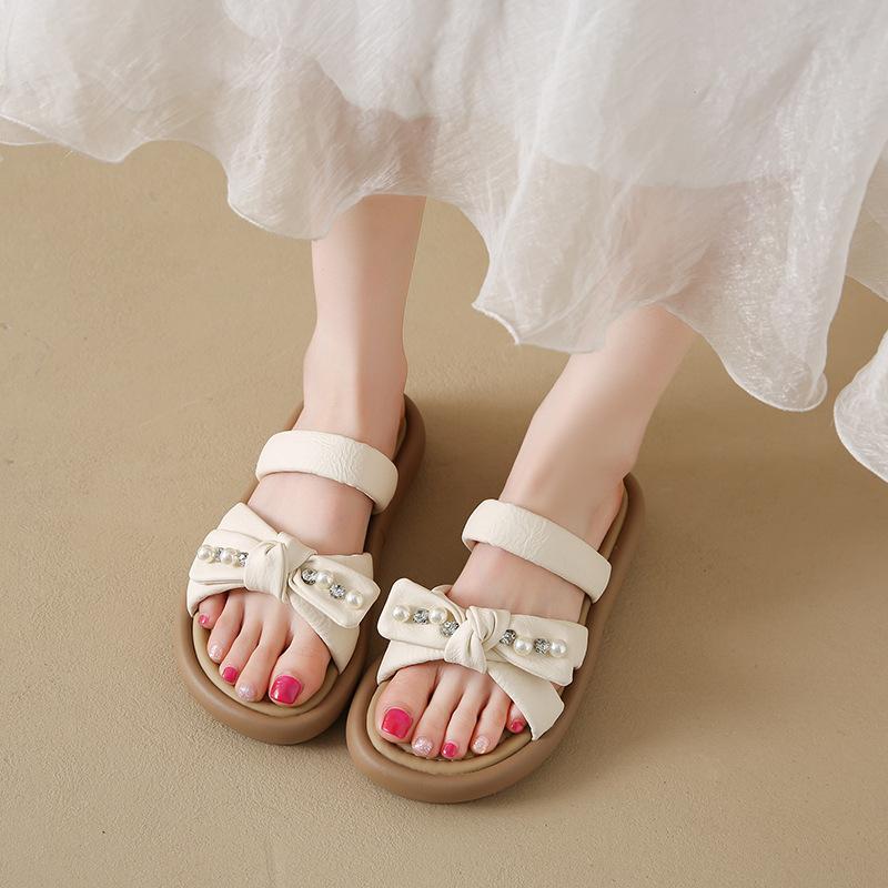 Women's Bow Platform Slides - Slingback Sandals with Thick Sole, Versatile Beach-to-Street Shoes for Dresses & Vacation Outfits