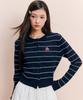 KIRSH Small Cherry Stripe Crop Cardigan [Navy]