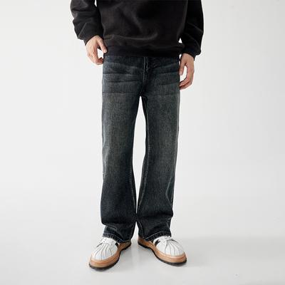 Amerikanische High Street Straight Jeans Herren Locker Lässig Waschung Retro Leicht Schlaghose Weitbeinige Hose